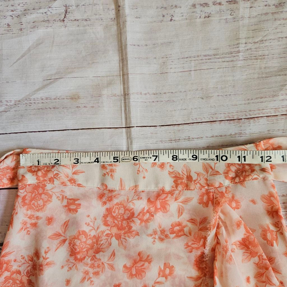 Misa Los Angeles Peach Floral Ruffle Tiered Slit Midi Skirt Womens XS - Picture 7 of 7